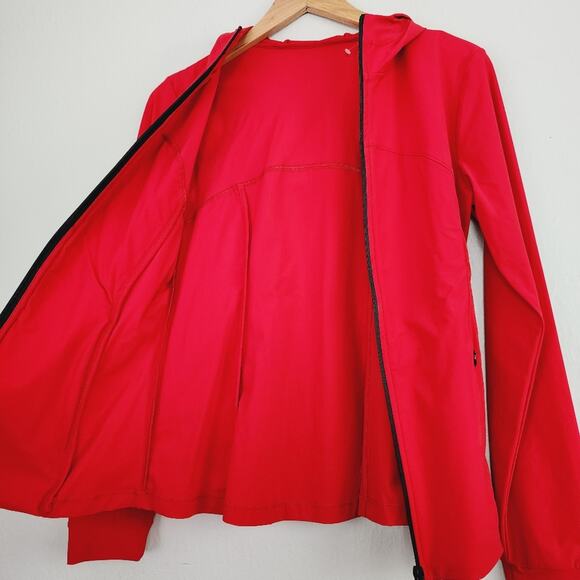 Save The Duck Red Lightweight Recyclable Hooded Rain Jacket (M) Zip-Up - Picture 8 of 12